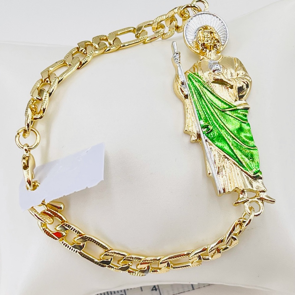 Saint Jude image bracelet, gold plated